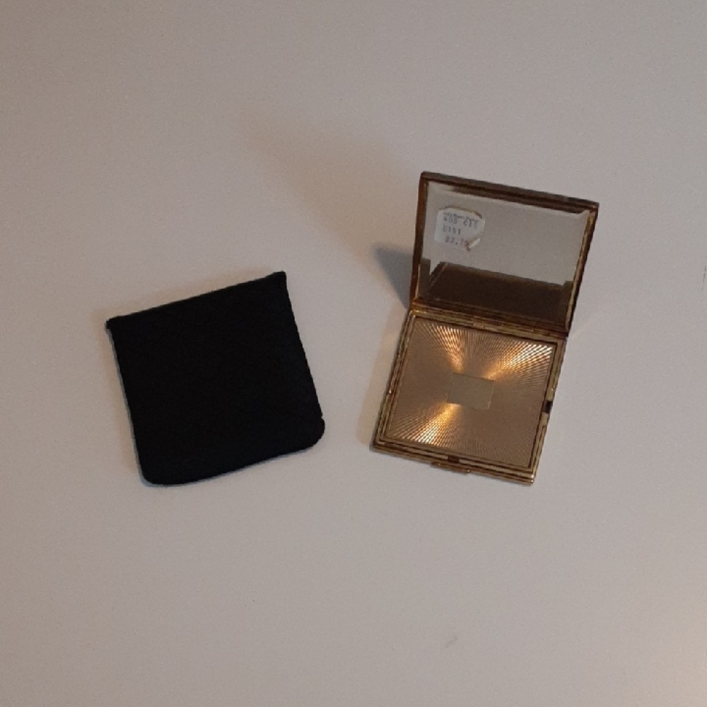 Elegant Vintage Gold-Colored Compact Mirror - Made in West Germany